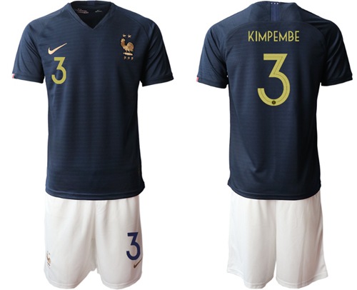 France #3 Kimpembe Home Soccer Country Jersey